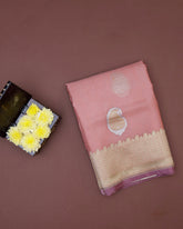 Onion Pink Kora Banarasi Silk Saree